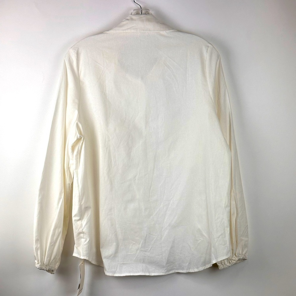 Women's Solid Cotton & Linen Button Down Shirt with Cinched Sleeves - Picture 5 of 6